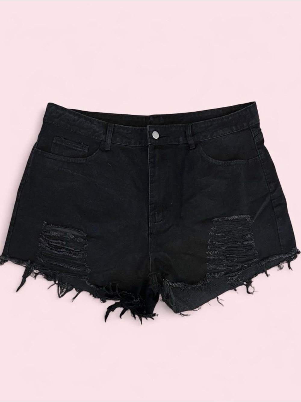 Plus Size Black Distressed Denim Shorts Size 3X